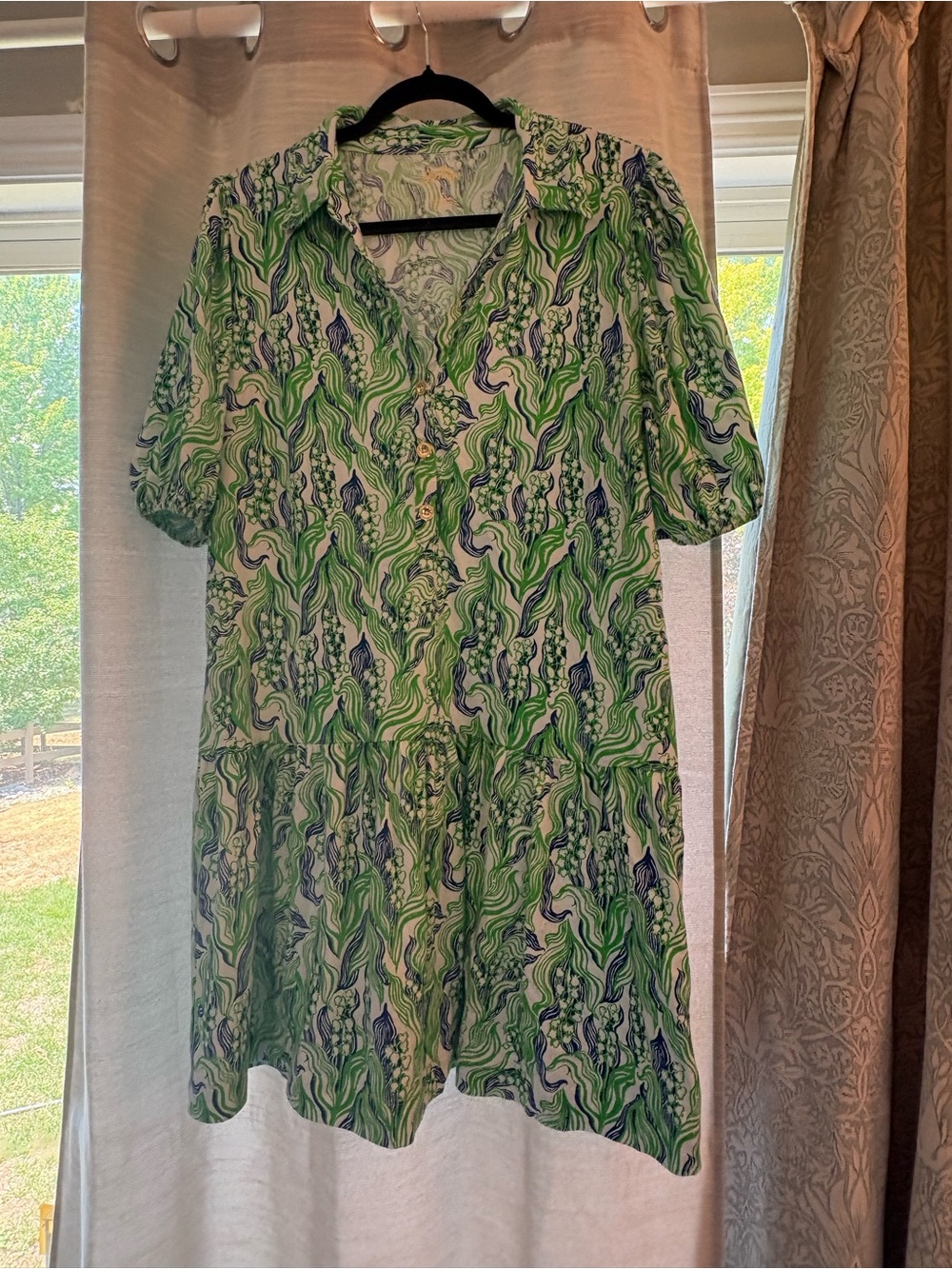 Lilly Pulitzer Green and Blue Printed Sleeve Dress